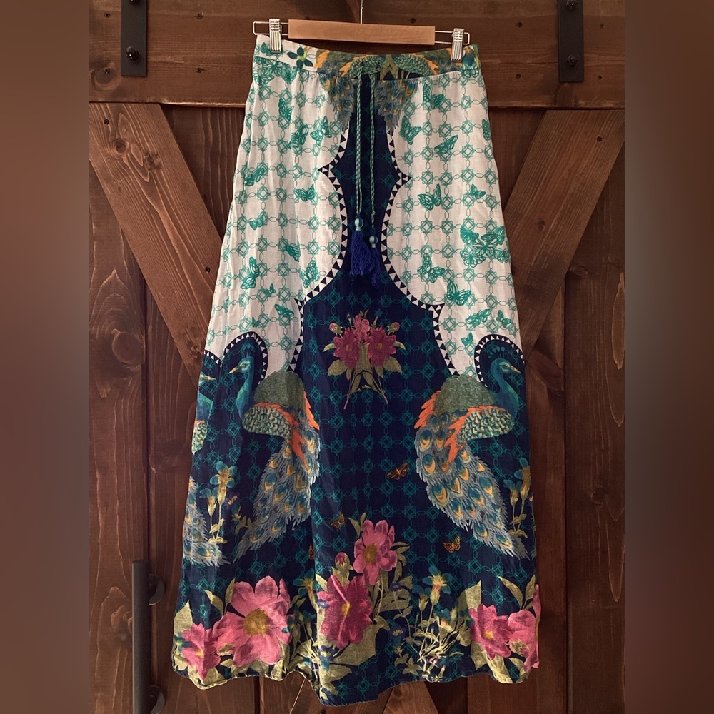 FARM Rio Blue Green Maxi A-Line Skirt Size P - Picture 1 of 6